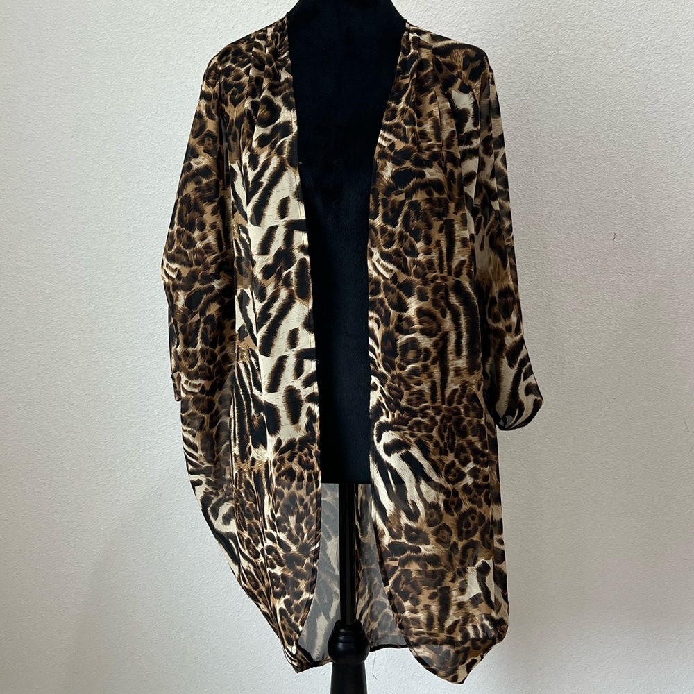 Red Lolly Leopard Print Kimono Cardigan Top